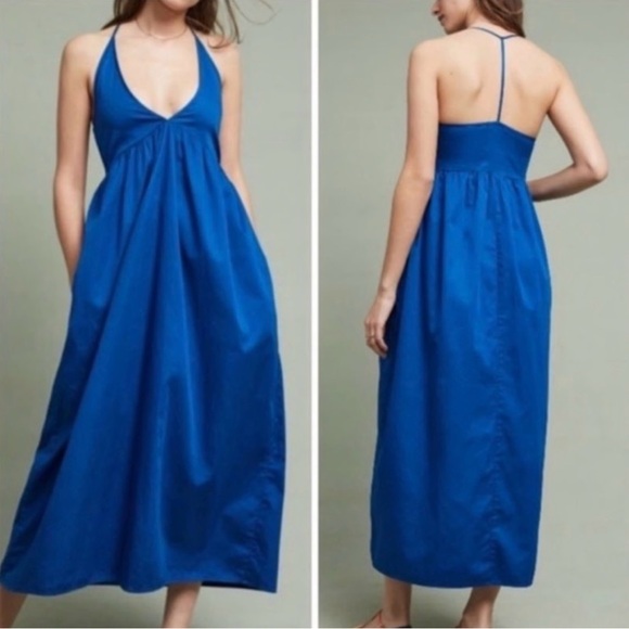 Anthropologie Dresses & Skirts - Anthropologie LACAUSA Blue T-Strap Maxi Dress With Pockets Size Small